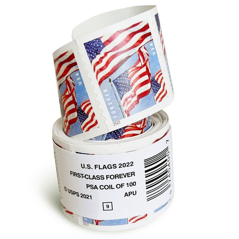 2022 Forever Stamps US Flag First Class Postage Stamps Coil of 100 PCS/Roll