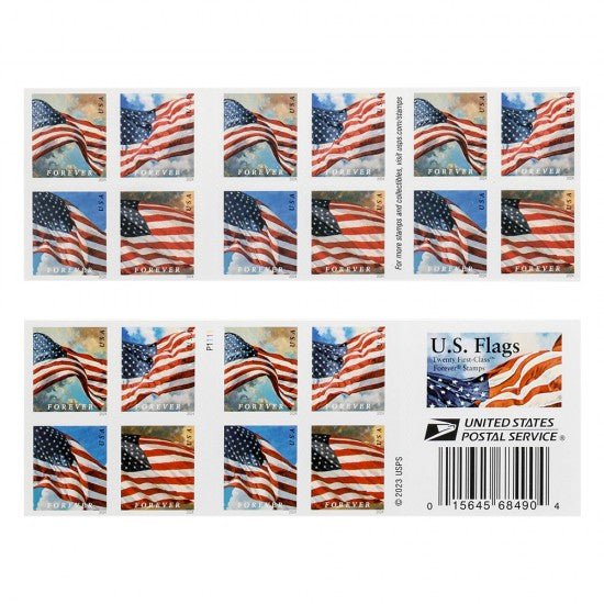 (100) 2024 Forever Stamps US Flag First Class Postage Stamps 5 Booklets of 20