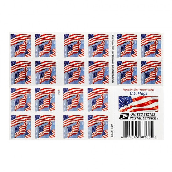(100) 2022 Forever Stamps US Flag First Class Postage Stamps 5 Booklets of 20
