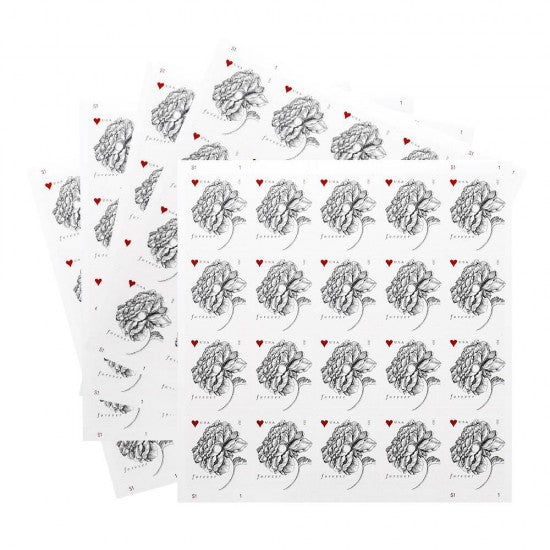 (100) 2015 VINTAGE ROSE WEDDING FOREVER POSTAGE STAMPS - 5 SHEETS OF 20