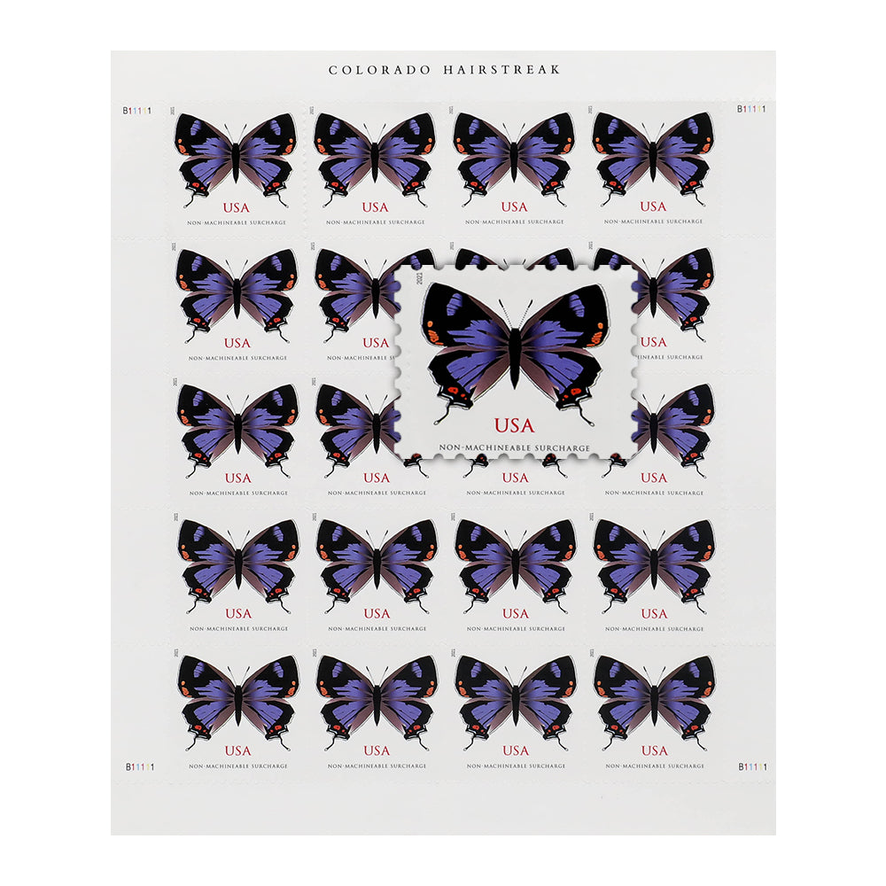 (100) 2021 Colorado Hairstreak Stamps-  5 Sheets 20 Stamps