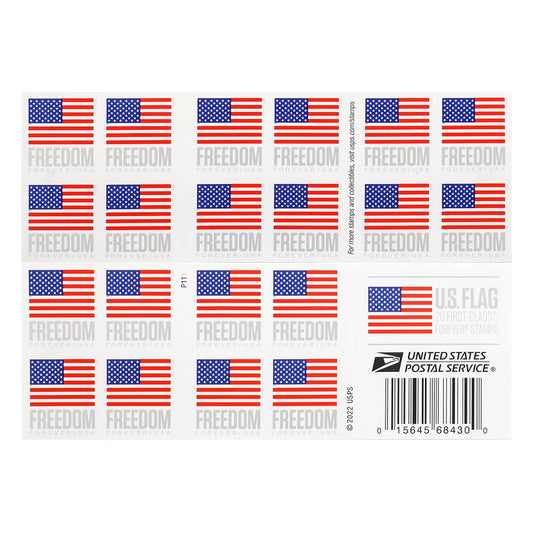 (100) 2023 Forever Stamps US Flag First Class Postage Stamps 5 Booklets of 20