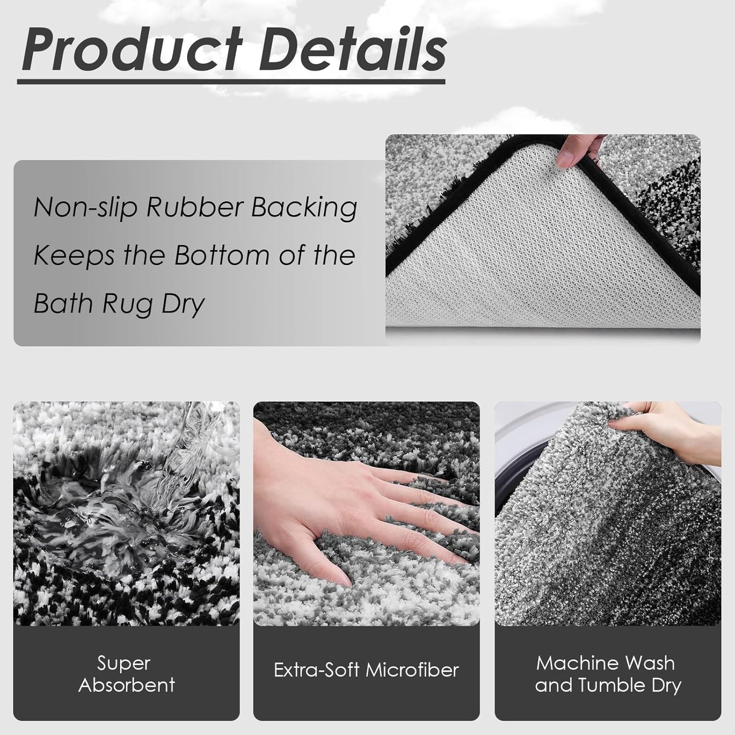Bathroom Accessories Set - Bathroom Set with Shower Curtain and No Slip Rugs, Trash Can, Toilet Brush Holder Set, Soap Dispenser & Bath Towels - Stylish Bath Decor for Home, Apartment, Black, 25PCS