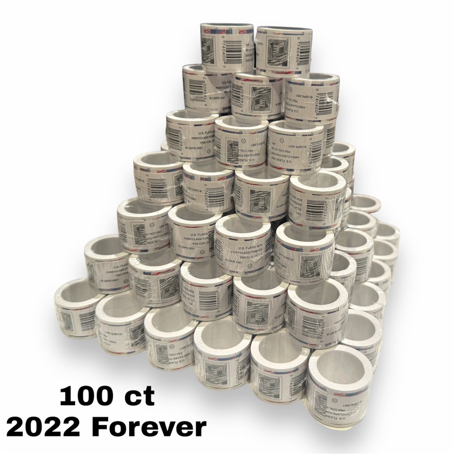 (100) 2022 Forever Stamps US Flag First Class Postage Stamps Coil of 100 PCS/Roll