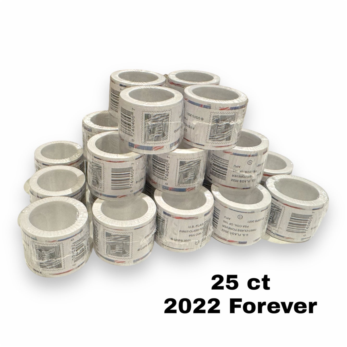 (25) 2022 Forever Stamps US Flag First Class Postage Stamps Coil of 100 PCS/Rolls