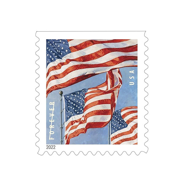 (100) 2022 Forever Stamps US Flag First Class Postage Stamps 5 Booklets of 20