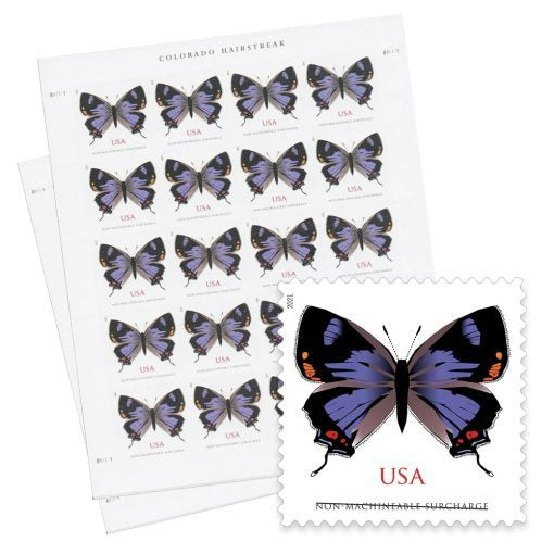 (100) 2021 Colorado Hairstreak Stamps-  5 Sheets 20 Stamps