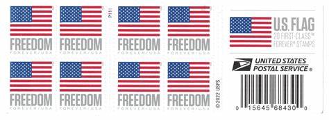 (100) 2023 Forever Stamps US Flag First Class Postage Stamps 5 Booklets of 20